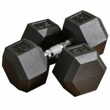 Set of 2 Rubber Coated Hex Dumbbell Weight Exercise Fitness for Home Gym Workout