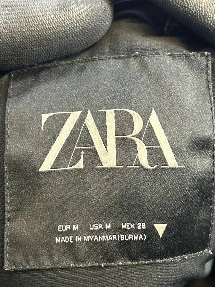 Женская куртка Zara средний размер черная искусственная кожа пуховик - Изображение 3 из 4