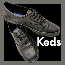 KEDS Black LEATHER Sneaker WOMEN'S SHOES Casual WH45780M J09-CH888 SIZE 6M