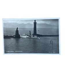 Postkarte AK Lindau Bodensee Hafeneinfahrt Schiff Echtfoto Ungelaufen