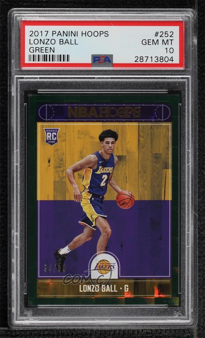 2017-18 Panini NBA Hoops Green 94/99 Lonzo Ball #252 PSA 10 GEM MT mx0