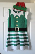 Womens Elf Outfit Dress Christmas Costume Medium 8/10 with Hat