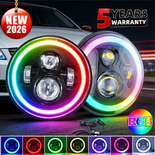 For Jeep Wrangler Jk Lj Tj Cj Rgb 7 Inch Round Led Headlights Drl Light 2026