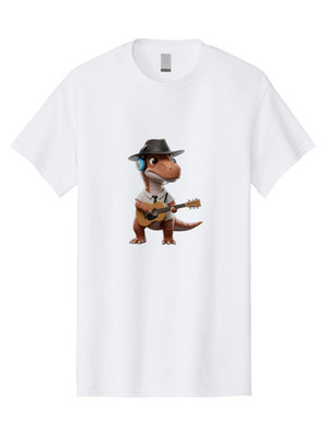 T-Rex-Musician Mens Graphic Tee, 100% Cotton, Casual Summer Wear