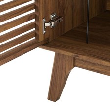 Modway Render Wood Vinyl Record Display Stand with Hinged Door in Walnut