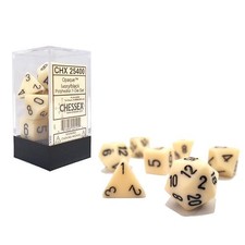 Chessex - Opaque Ivoy/black Polyhedral Dice 7-Dice Set New 25400
