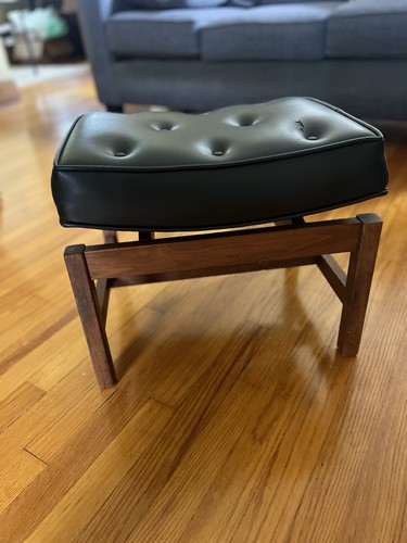 Vintage MCM Jens Risom Walnut Floating Stool or Ottoman