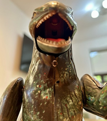 Robot juguete Godzilla Dino control remoto a batería de hojalata Marusan Japón años 60 - Imagen 17 de 17