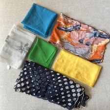 Chiffon Scarves Vintage Lot of 6 Sheer Silky Head Neck Scarf