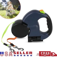 Retractable Reflective Dual Pet Leash Lead 360Swivel Double Dog Walking Leash US