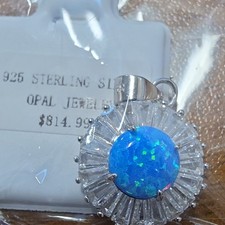 925 Sterling Silver Blue Opal Gemstone Round ...