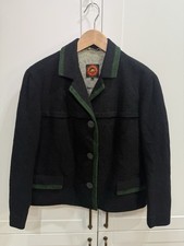 Vintage &Ouml;sterreichische Lodenjacke Trachten gekochte Wolle gr&uuml;ner Besatz Made in Austria 42