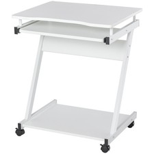  Movable Computer Desk with 4 Moving Wheels Sliding Keyboard Tray Home Off