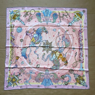 Hermes scarf 70 cm Pink Peach silk Chorus Stellarum | eBay
