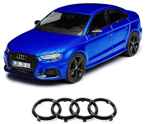 AUDI GLANZ SCHWARZ FRONTSTOßSTANGE GRILLRINGE BADGE EMBLEME A3 S3 RS3 8V 273MM