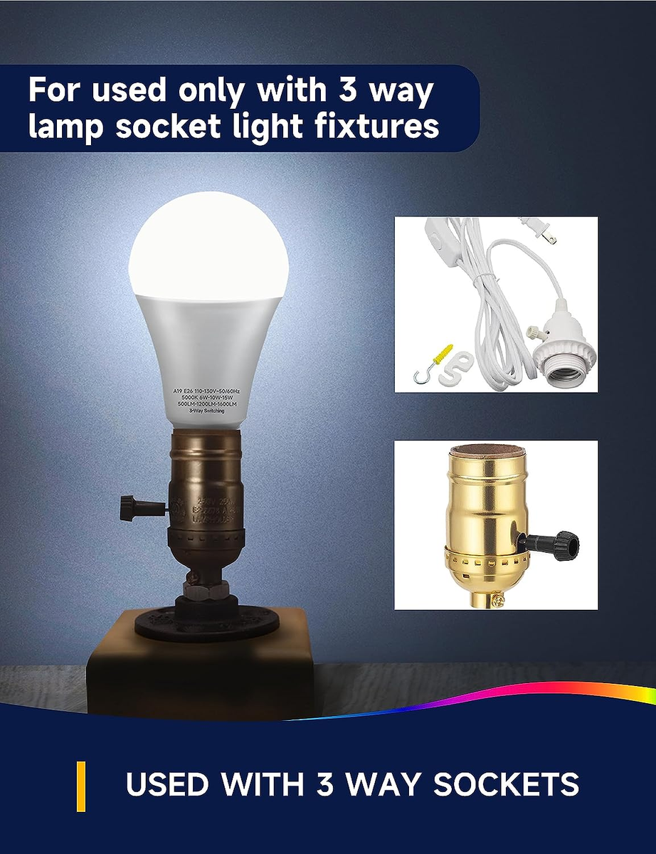 3 Way Led Daylight Light Bulbs Case Of 3) Plump GE Ultra Bright LED
