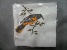 Vintage Oriole Bird on Branch Design Cocktail Napkins Made in the USA
