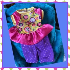 Groovy Vintage Cabbage Patch Kids Jakks Dress Pink & Yellow Purple  Leggings