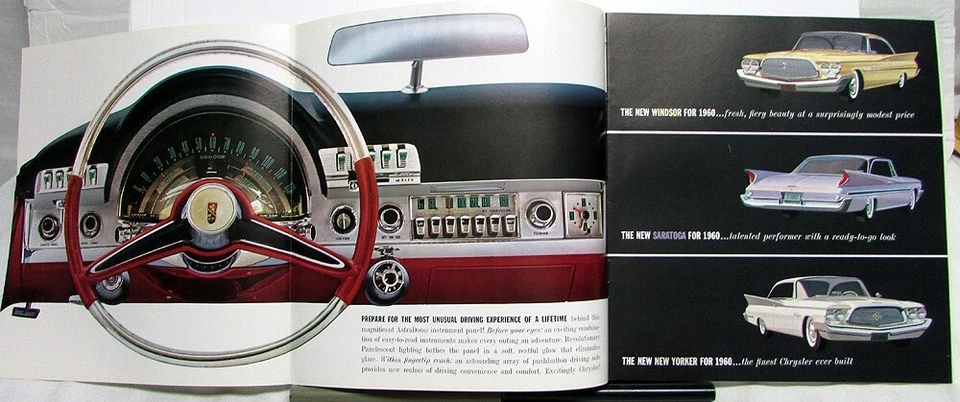 Chrysler New Yorker Saratoga Windsor Prestige 1960 folleto de ventas XL grande raro Foto 2 de 4