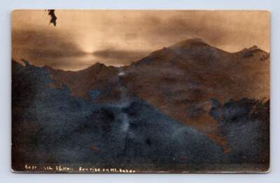 Sunrise on Mt. Baker ~ Antique FC Hall Cascade Mountains Photo RPPC 1912