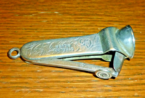 Brightly Cut Silver Cigar Cutter, Probably American and Early 20th Century - Picture 9 of 21