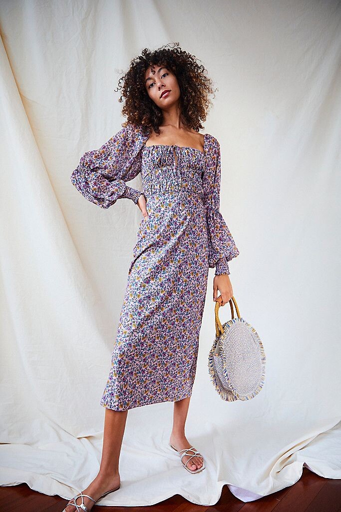 knee length dresses for ladies FREE PEOPLE Adriel Midi Dress