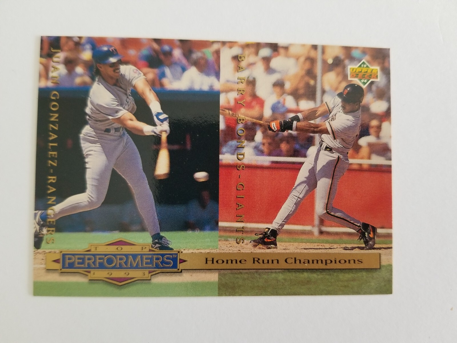 1993 Upper Deck Juan Gonzalez / Barry Bonds Top Performers HR Champions #313