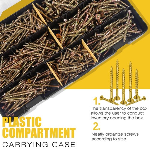 450Pcs Wood Screws Assortment Kit - Assorted Wood Screws with Matching Bits - Picture 4 of 7