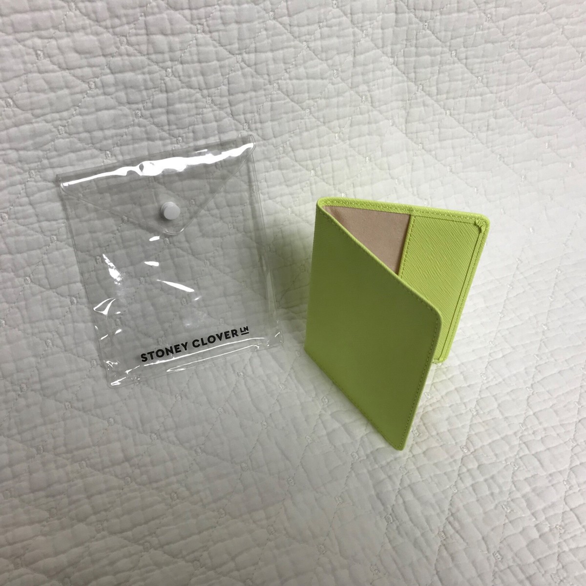 Stoney Clover Lane Passport Case In Lime Green Vegan Leather New