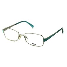 Fendi Women's F1041 045 Shiny Silver/Turquoise Rectangular Eyeglasses 52 15 135