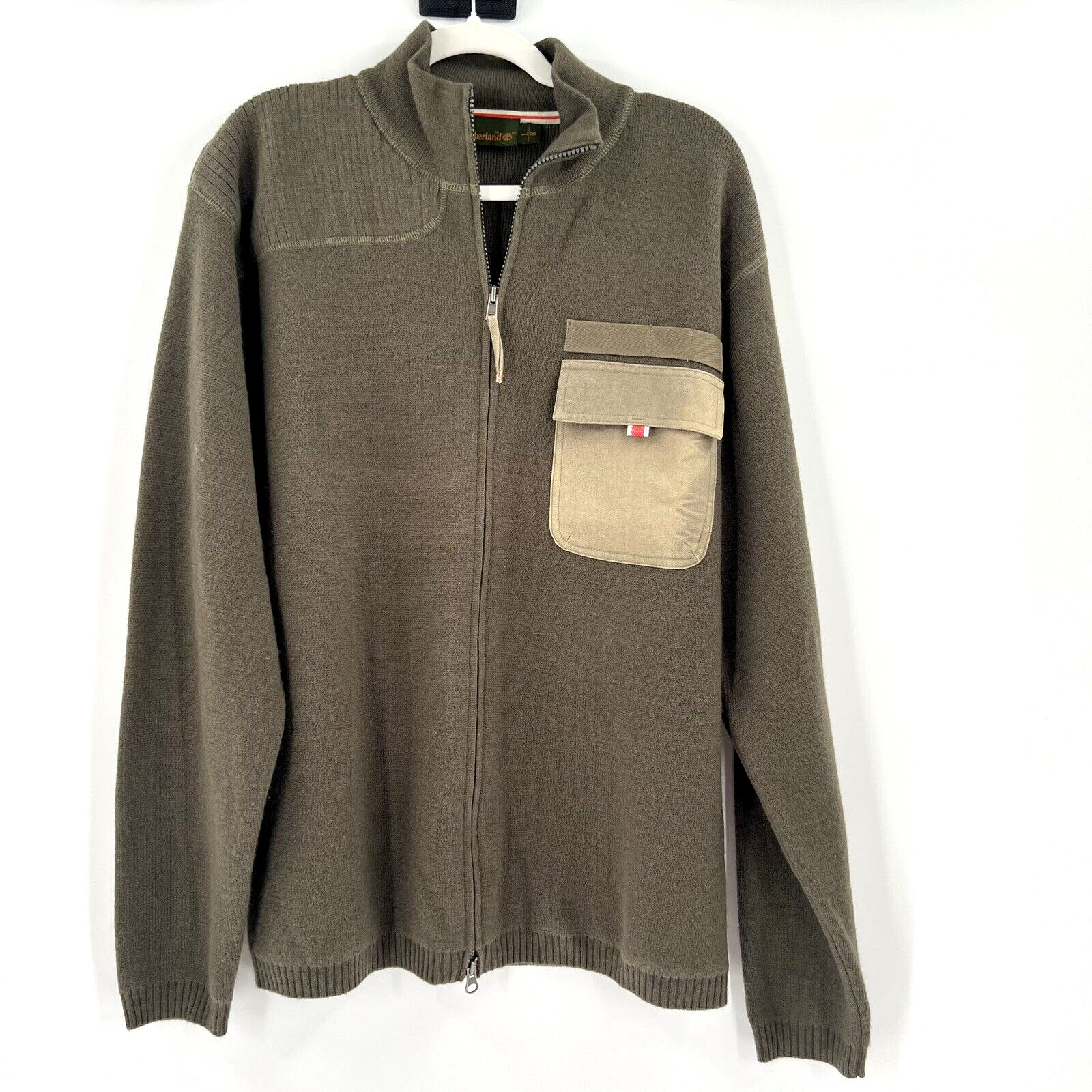 Timberland Wool Full Zip Tech Jacket Sweater Gree… - image 3