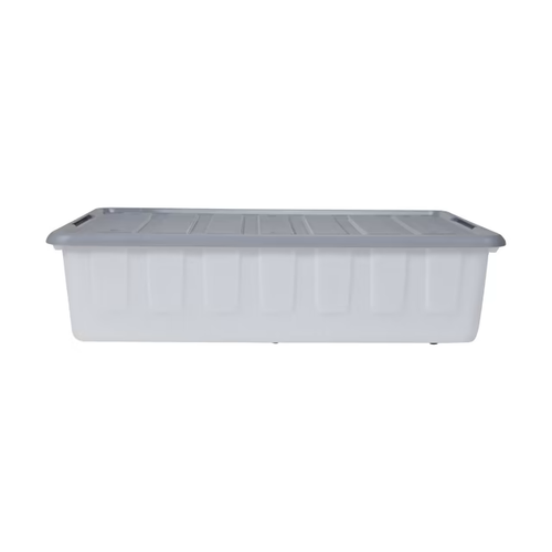 2 x 40L Clear Plastic Under bed Box w Lid Storage Containers Tubs on
