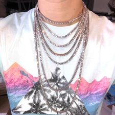 Hip Hop Iced Out Tennis Chain Choker White Yellow Rose Gold