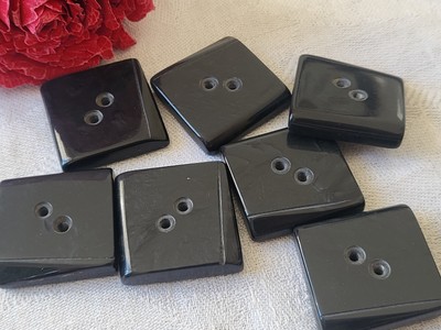 Lot De 6 Gros Boutons Vintage Gris Marbré - Diamètre 3.1 Cm - Années 50 - Réf 2695