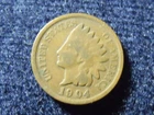1904 Philadelphia Mint  Indian Head Cent VG DETAILS FREE SHIPPING  M-104
