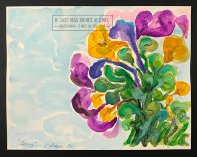 Spring Blooming 2011 Cathy Peterson * Original Watercolor Painting w ink drawing