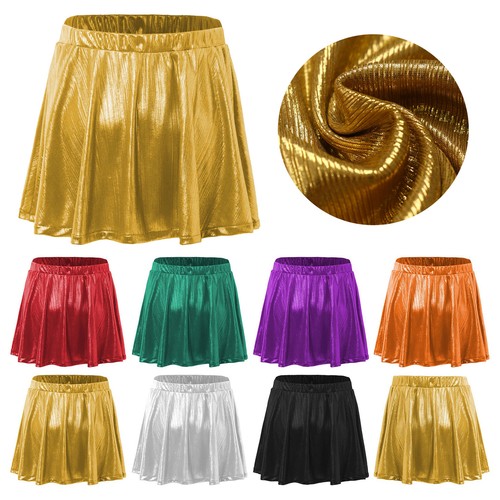 Kids Girls Dance School Skirts Show Pleated Scooter Activewear Sparkly Modern - Picture 6 of 70