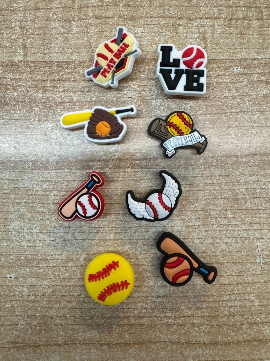 Baseball Theme Shoe Charms Fit Croc Shoes Bracelets Sports SOFTBALL BAT BALL