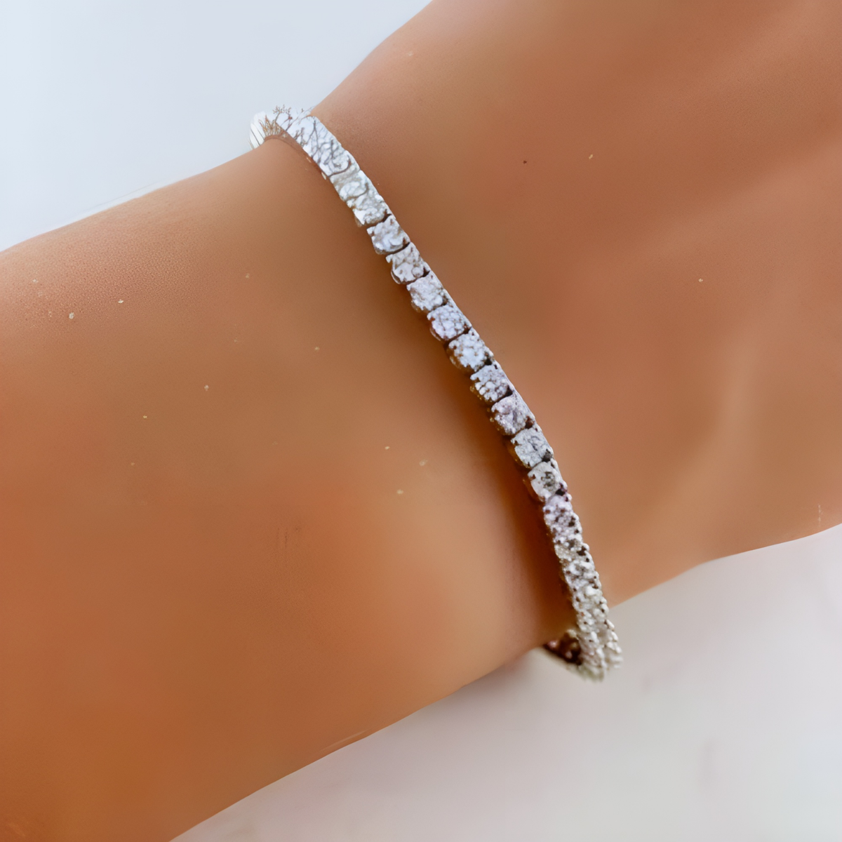 Diamond Tennis Bracelet Certified Lab Created Round Carat Solid 18K White  Gold