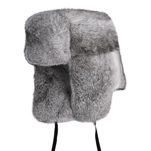 Sombrero de trampero de piel de conejo real para hombre invierno ruso Ushanka sombrero de aviador oreja - Imagen 13 de 24