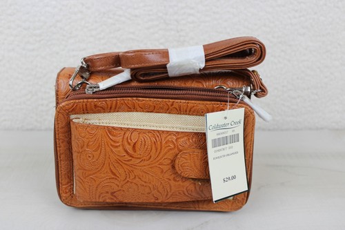 Coldwater Creek Crossbody Purse NWT Leather Multi Compartment Jute Brown - Picture 3 of 16