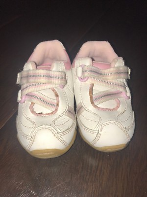 STRIDE RITE Toddler GIRLS SHOES SNEAKERS size M WHITE PINK LEATHER  Athletic