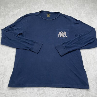 Polo Ralph Lauren Shirt Mens M Medium Blue Eagle Arrows Graphic T Shirt Pocket*
