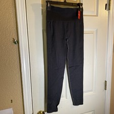 Spanx Women Small Dark Gray Pants Seamless Track Stripe Leggings Stretch Relax