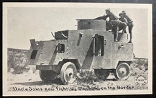 Mint USA Real Picture Postcard Uncle Sams New Fighting Machine On The Border