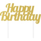 Happy Birthday Party Supplies Cake Topper Glitter Gold Decoration Age Birthday