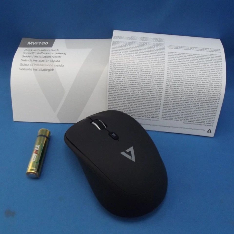 V7 MW100-1E Wireless Optical Mouse with 4 Buttons and Adjustable DPI - Black - Image 3 of 4