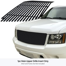 Fits 2007-2013 Chevy Avalanche Suburban Tahoe Black Bumper Billet Grille