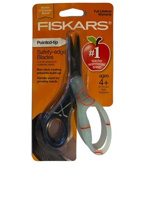 Fiskars HOCKEY 5  Kids Scissors Ages 4+ Pointed Tip Safety Edge Blades NEW