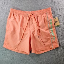 NWT Quiksilver Board Shorts Swim Trunks Mens XL - Lined Orange Logo